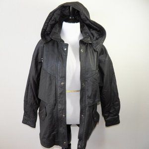 Liz Baker Leather Jacket, Zip Off Hood, Quilted Ln